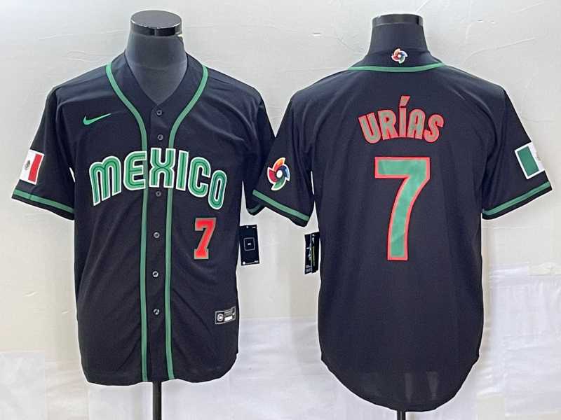 Men%27s Mexico Baseball #7 Julio Urias Number 2023 Black World Classic Stitched Jersey5